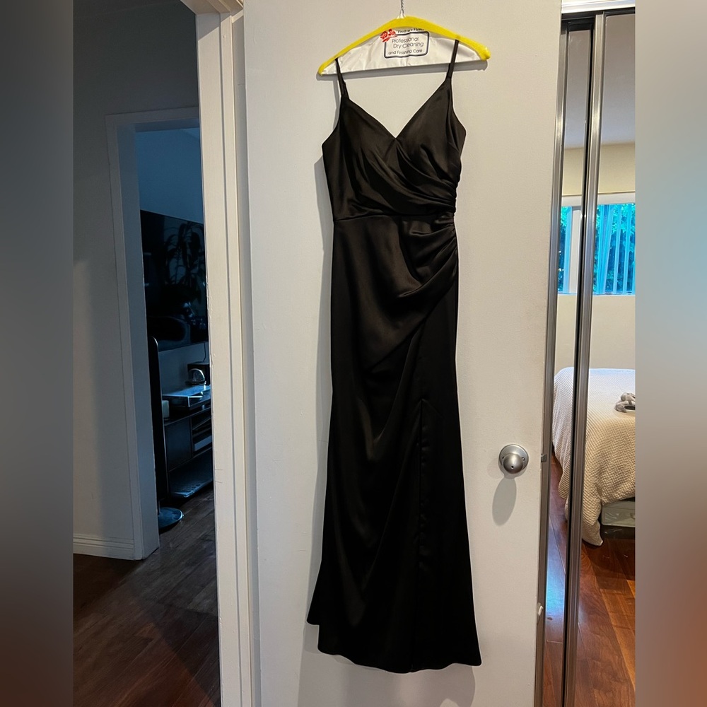 Revelry Rory Satin Dress - Black, 4